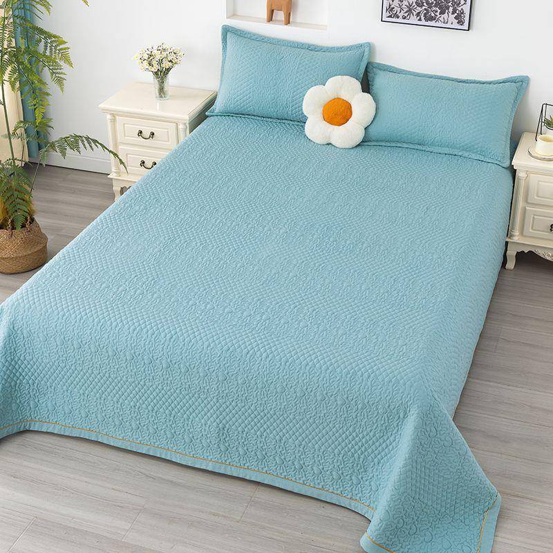 【折扣价】床盖纯色轻奢三层夹棉防滑床单三件套四季通用绗缝榻榻