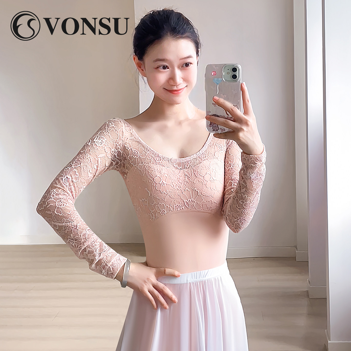 梵舒芭蕾舞练功服舞蹈服网纱拼接体操服连体服瑜伽女新款B62502