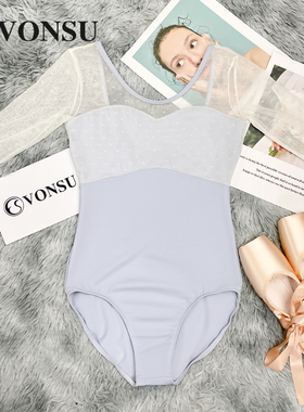 VONSU梵舒芭蕾舞体操服舞蹈服练功服空中形体服短袖网纱女B6005