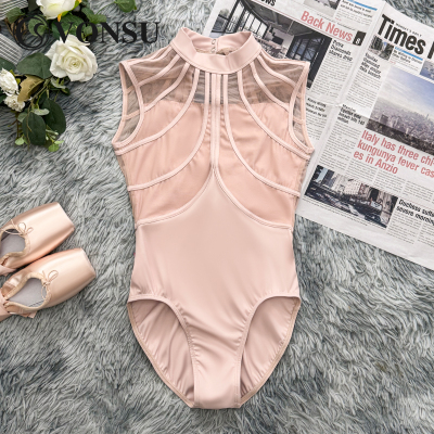 梵舒芭蕾舞练功服连体服网纱条纹