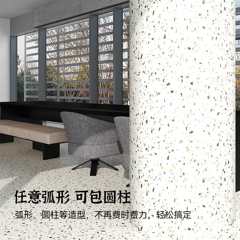 水磨石SPC石塑墙板奶茶火锅店专用饰面板防水石晶板防火碳晶墙板