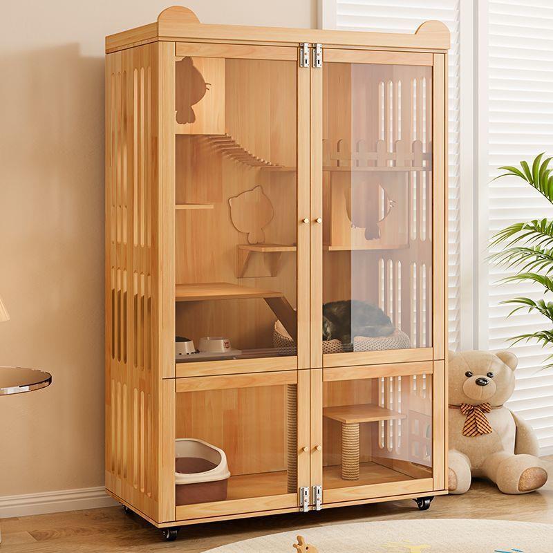 【折扣价】猫别墅家用实木大空间防水超大号豪华猫笼猫舍室内猫窝