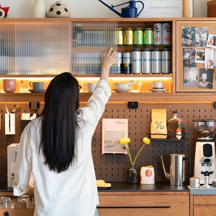 【折扣价】松鼠餐边柜2代实木岩板樱桃木日式橱柜边柜一体靠墙高