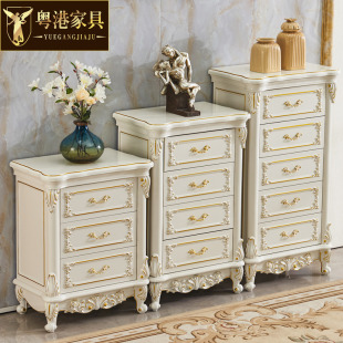 欧式三斗柜 美式四斗柜实木白色雕花储物柜高卧室大床头柜五斗柜