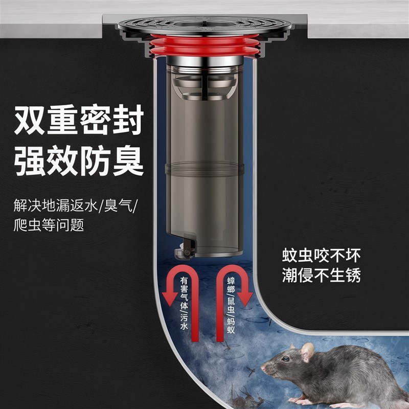加长延长地漏芯下水管防返臭神器卫生间通用断层封口盖排水过滤网