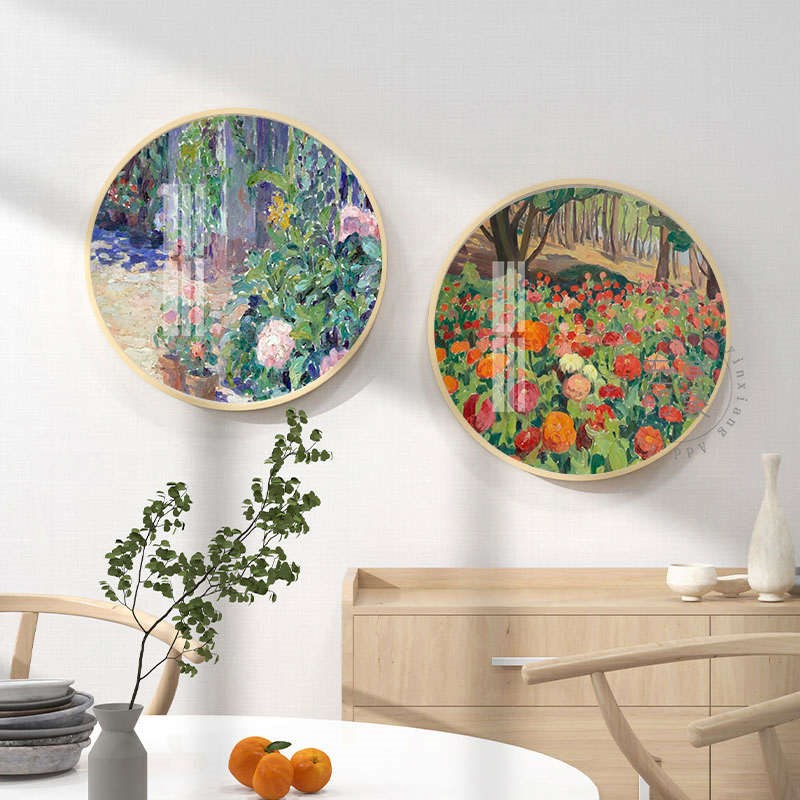 布兰奇名画印象派小清新风景油画装饰画客厅餐厅卧室床头圆形挂画图片