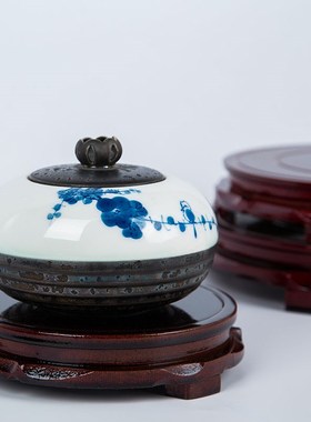 景德镇陶瓷花盆底座托架仿实木茶壶花瓶石头奇石香炉木托盘架圆形