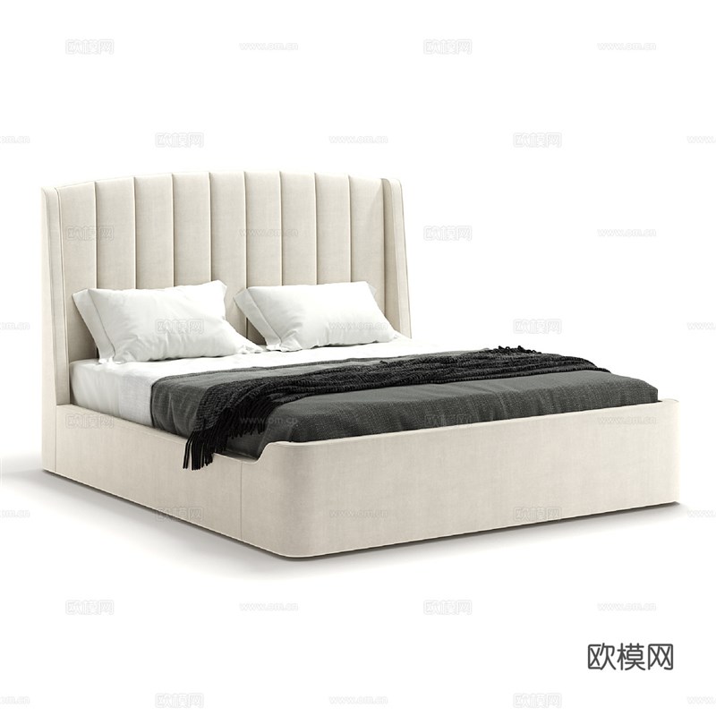 现代简约双人床意式轻奢婚床主卧大床高端软包高靠背布艺床可定制
