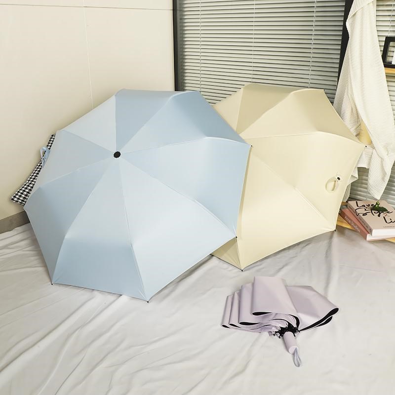 雨伞女简约折叠晴雨两用太阳伞黑胶遮阳伞加固结实防风自动伞纯色