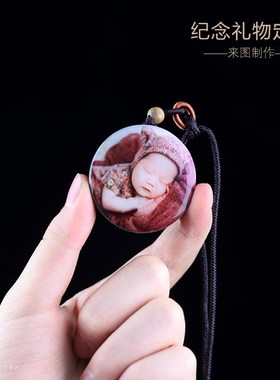 吊坠项链挂件定制照片刻字纪念礼物檀木木质高档复古文艺百搭创意