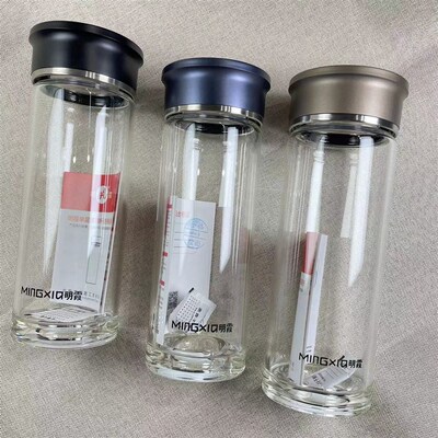 明霞3347单层玻璃泡茶水杯子定制订做印字logo广告随伴手小礼品