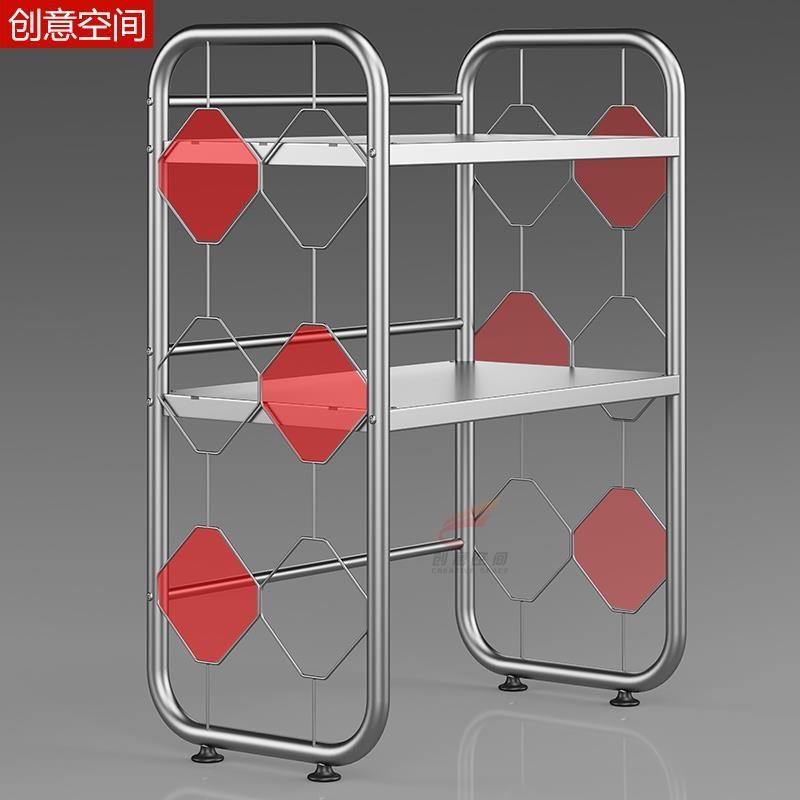304不锈钢厨房置物架家用双层桌面台面电饭锅微波炉架子烤箱收纳