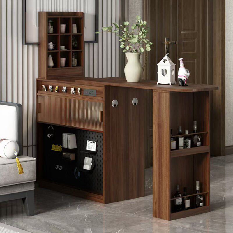 实木一台桌子双面可伸缩发用黑色沙家边柜隔断柜长条桌吧体餐边柜