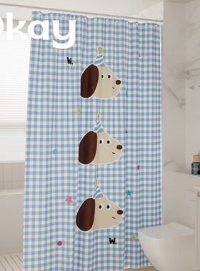 oay露米狗狗浴帘韩系防水卫生间隔断挂帘多巴胺间门帘