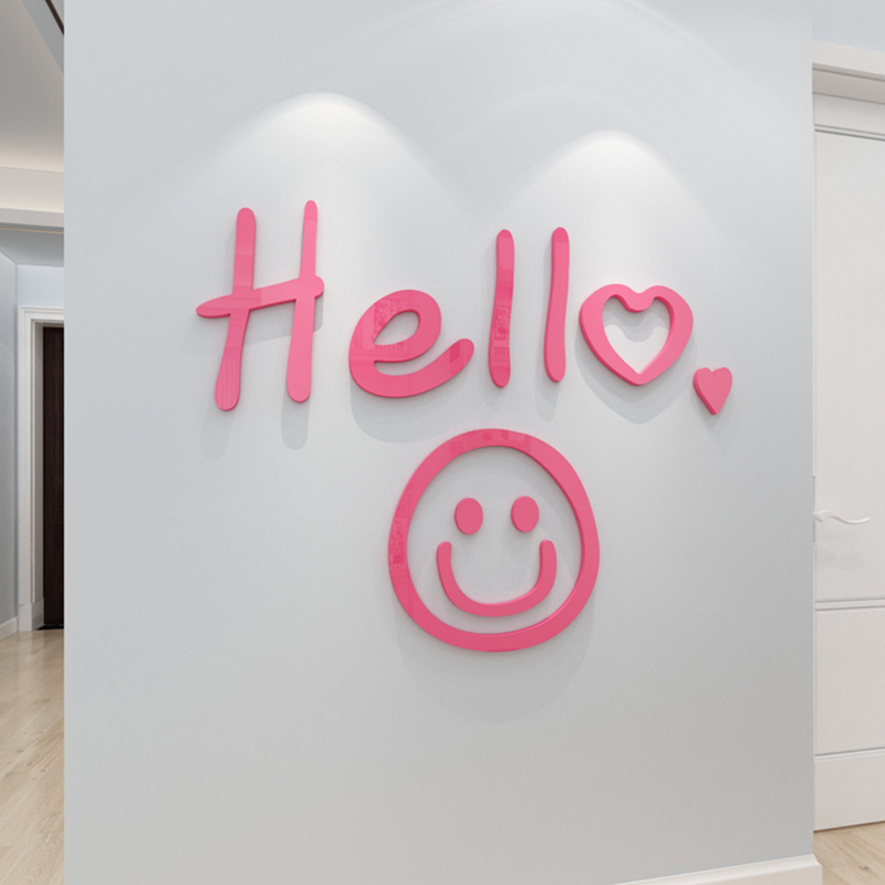 heo英文字母墙贴纸自粘可爱笑脸客厅卧室背景墙面装饰房间布置