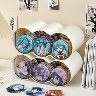 桌面吧唧收纳盒抽屉式动漫周边谷子展示架亚克力流麻徽章保护套大