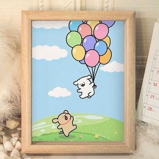 线条小狗暖心治愈语录相框摆件桌面办公室摆台可爱创意送朋友礼物