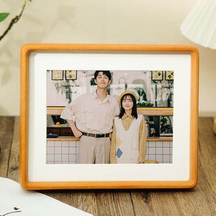 高档黑胡桃圆角实木相框摆台6寸8寸加打印照片卡纸中式10寸空框