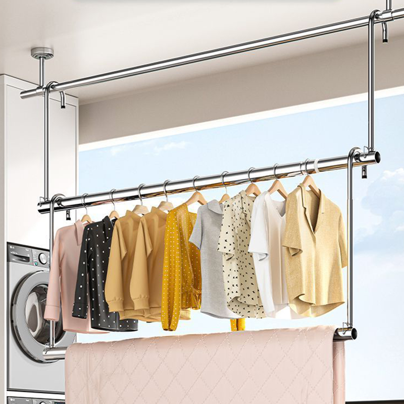室内不锈钢可伸缩晾衣杆