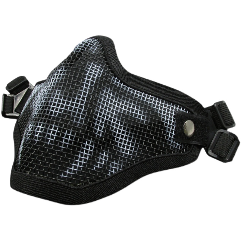 V1双带半脸骷髅面具野战护脸CF战术护嘴钢丝网防护面罩