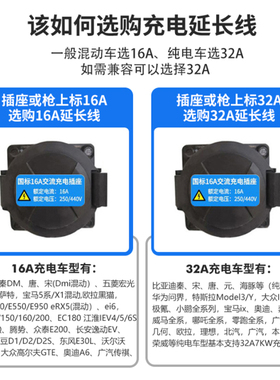 充电桩枪延长线新能源电动汽车32A7kw交流加长比亚迪广汽埃安宝马