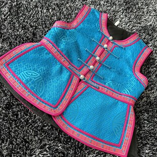 四季款复古民族风短款演出男女儿童马甲手工蒙古族马夹生活装新品