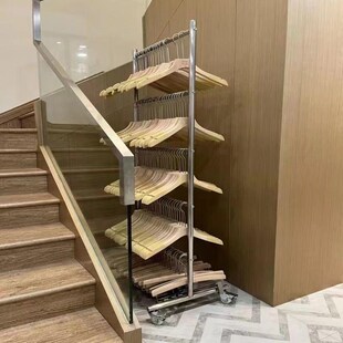 服装店挂衣架收纳架不锈钢可移动收纳童装衣服架仓库多层裤夹神器