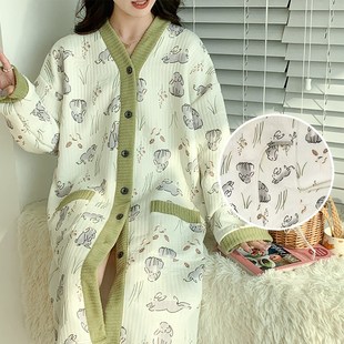 空气棉超大码孕妇哺乳睡裙入院待产秋冬加厚长袖月子服睡衣9-12月