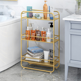 北欧浴室卫生间置物架夹缝落地式多层铁艺收纳架客厅厨房储物架子