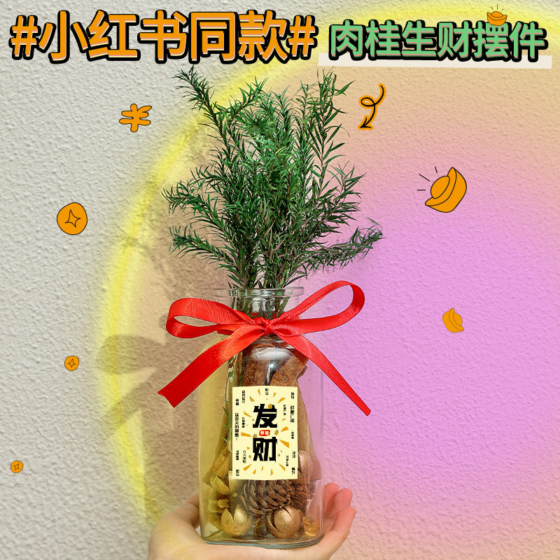 肉桂生财玻璃瓶摆件桌面招财客厅乔迁之喜新居搬家入宅礼物,家居饰品,国学摆件,淘宝优惠券,粉丝福利购,淘宝优惠卷