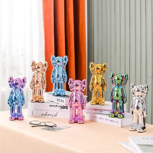 轻奢高档AWS暴件熊摆力客厅酒户玄关样板间装饰品红入架摆设