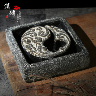 中国风仿古祥云蒲当菖瓦水泥艺术汉砖花盆烟灰缸禅古造景复意花器