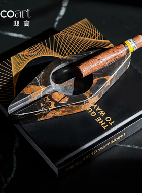 家间样板居客厅茶几装饰盒托盘大理玉烟灰缸石璧摆件软装陈列