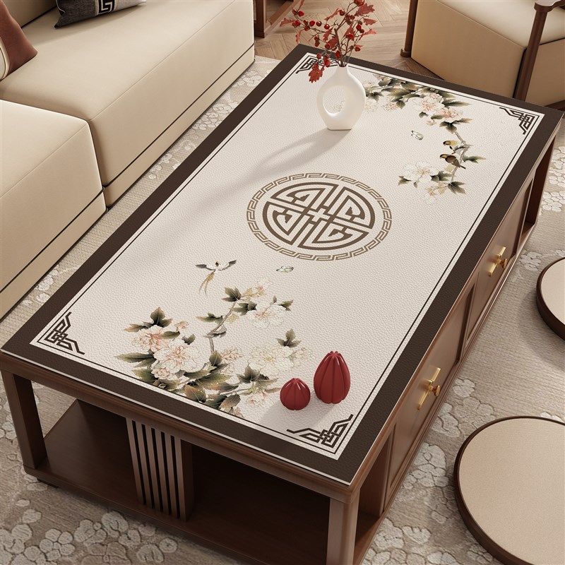 新中式客厅茶几垫桌布防水防油防烫免洗餐桌面垫台布实木茶桌垫子,居家布艺,桌布,淘宝优惠券,粉丝福利购,淘宝优惠卷