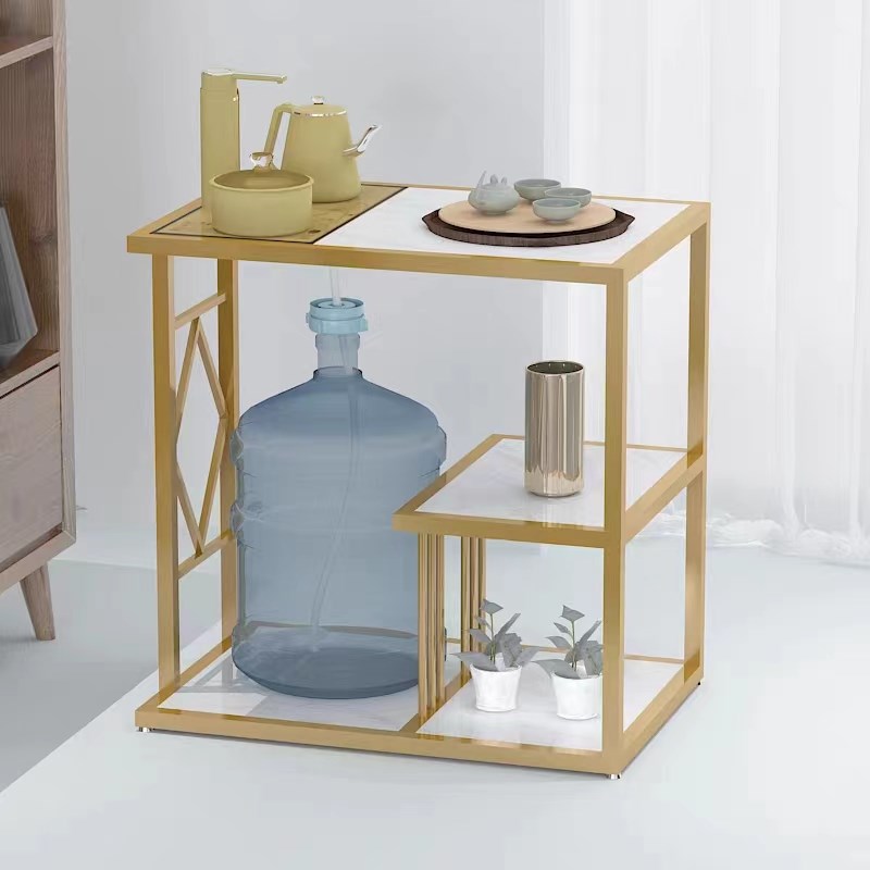 轻奢岩板茶水柜客厅沙发边角小茶几可放水桶置物烧水台茶边桌边柜