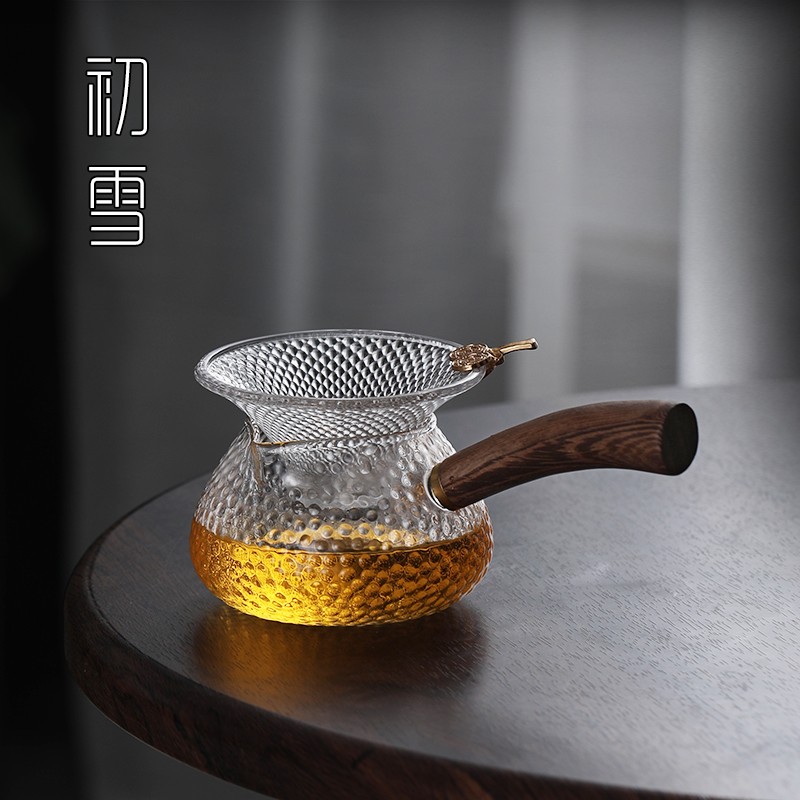 侧把玻璃公道杯茶漏套装茶具功夫茶公杯茶滤一体分茶器带过滤木把