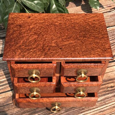 红木树瘤首饰盒樱木复盒品饰古榫卯木制收纳缅花实木手饰收藏礼品