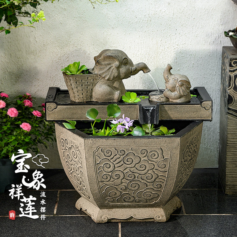 庭院户外流水摆件循环水养鱼池阳台吐水水景室外鱼缸喷泉水系景观