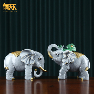 摆件一对吸水象对象玄关装饰品店铺开业乔迁礼品