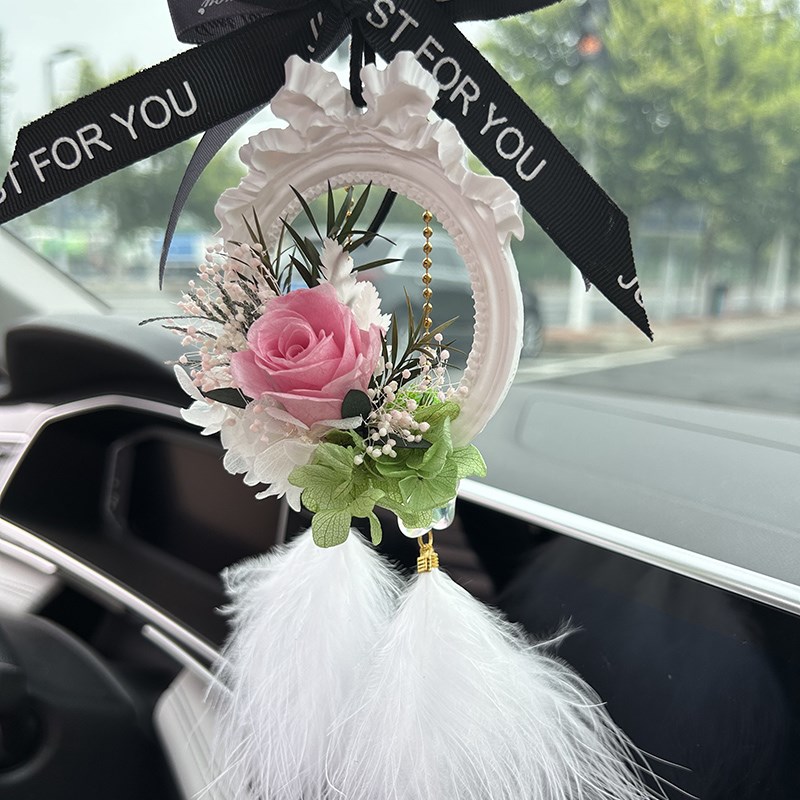 花欧式画框高档汽车车载挂饰后视镜车内挂件吊饰节日礼物