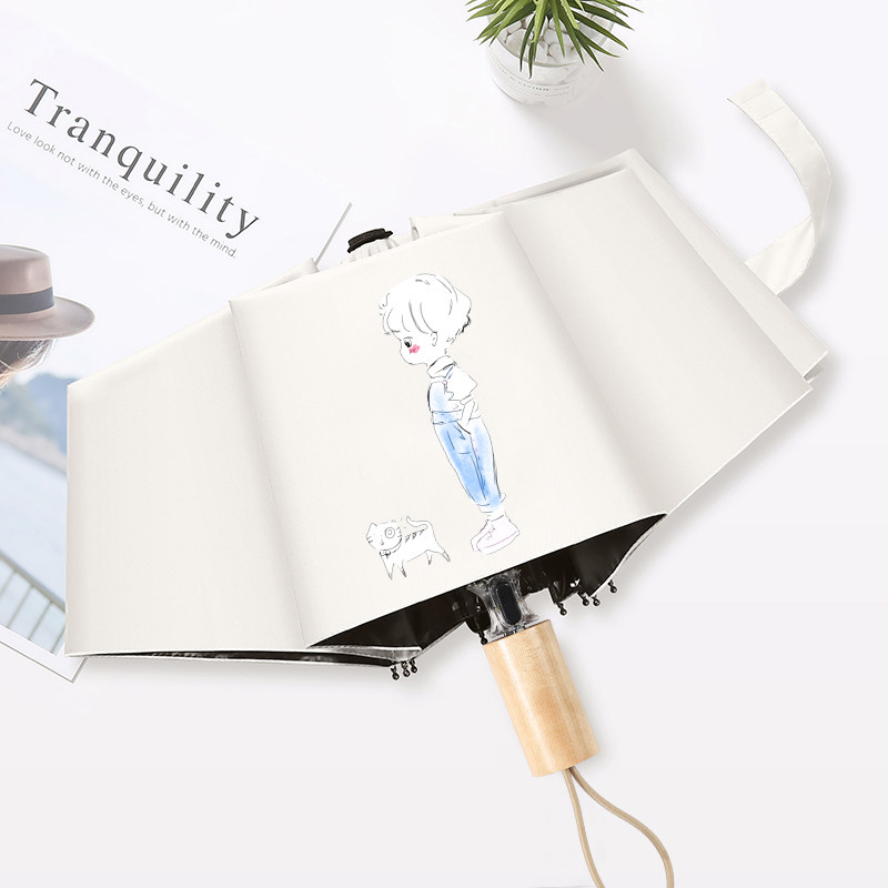 全自动雨伞女晴雨两用防折叠黑胶遮阳伞男生简约