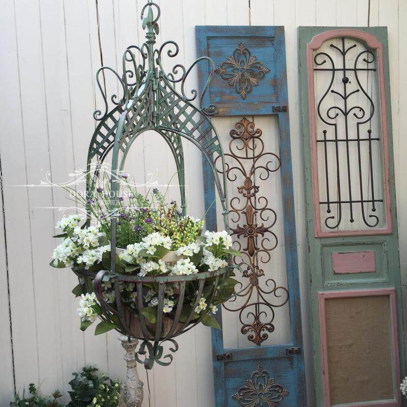 欧式复古田园家居铁艺垂吊悬挂吊篮花篮花盆花架 多物花篓