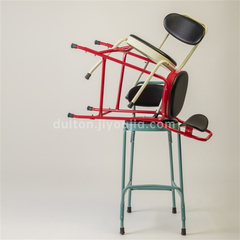 un金属靠背椅吧台椅高脚凳办公PU皮坐垫餐厅椅铁质工业风多色