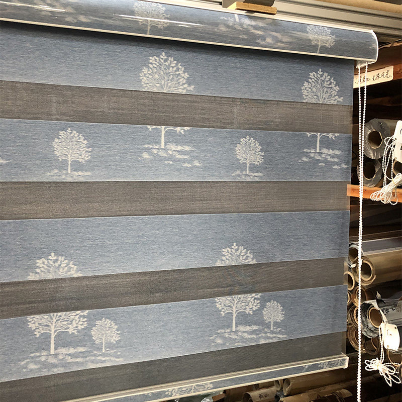 树图案遮光窗帘客厅卧室定制成品办公室配色轨道柔纱帘百叶卷帘
