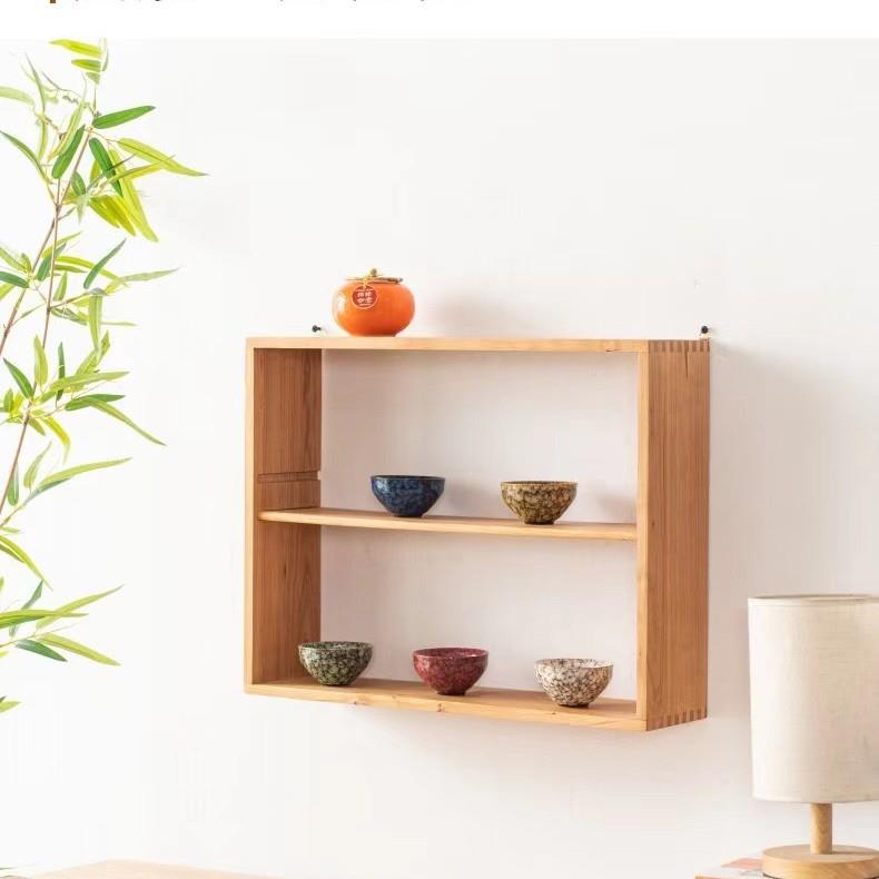樱桃木家用墙面置物架客厅简约挂墙式茶杯卫生间浴室收纳家居