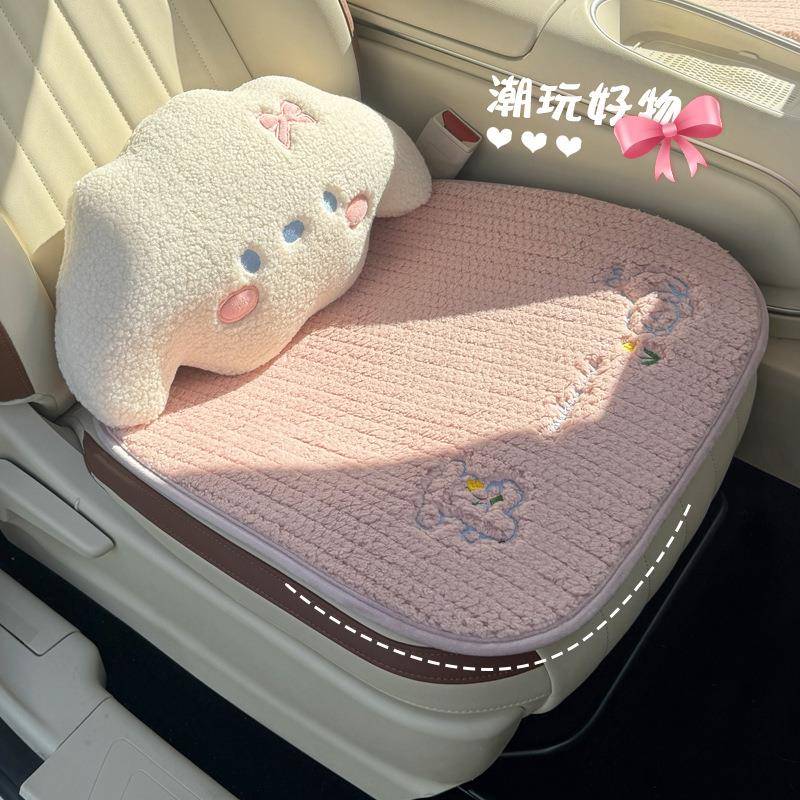 汽车坐垫冬季毛绒座垫座套车垫后排短毛绒四季加厚秋冬车内座椅套