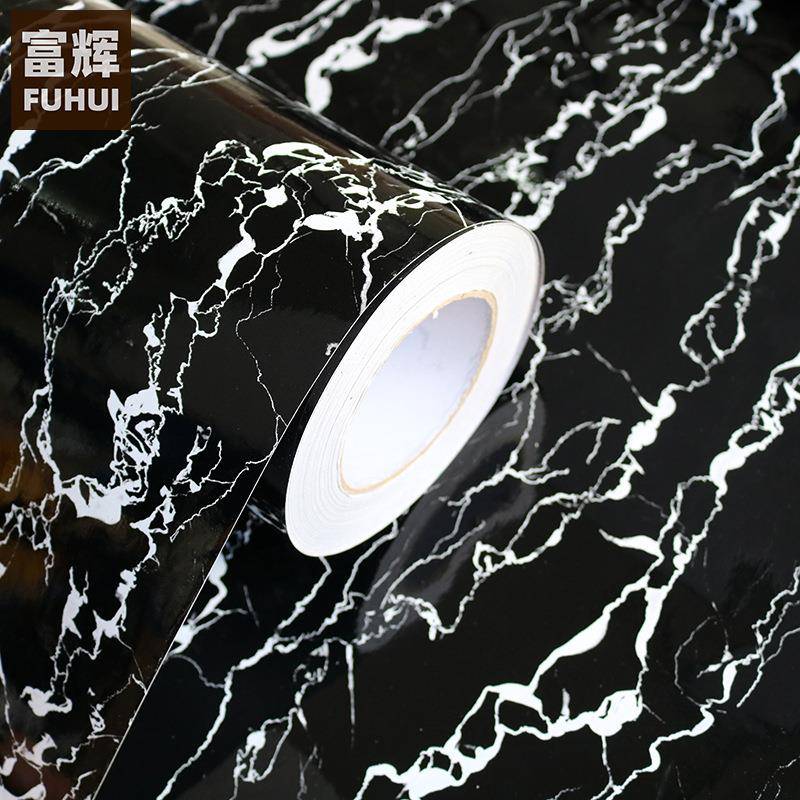 黑金刚自粘墙纸大理石PVC防潮防油灶台家具厨房柜卫生间防水壁纸