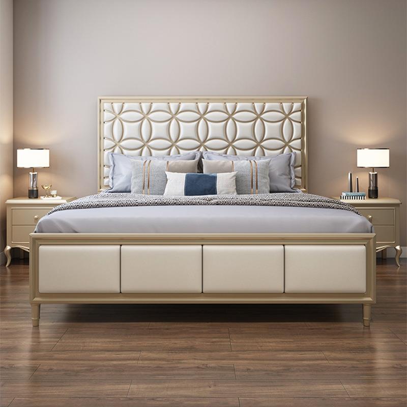 美式轻奢实木床现代简约主卧双人欧式新款四叶草皇帝床婚床