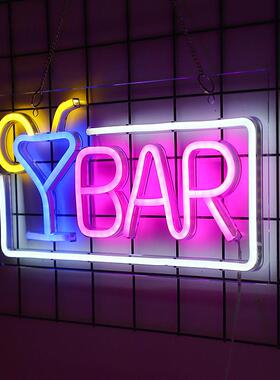 LED透明背板霓虹灯酒吧BAR字母灯彩灯氛围节日聚会派对装饰