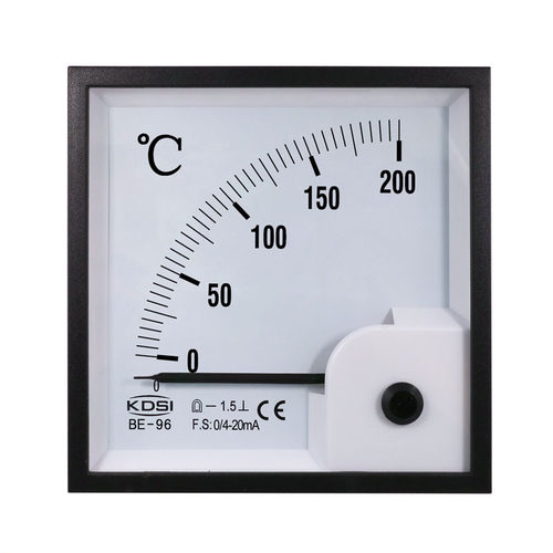 供应KDSI指针式电流表BE-96DC4-20mA200℃温度表方形开孔